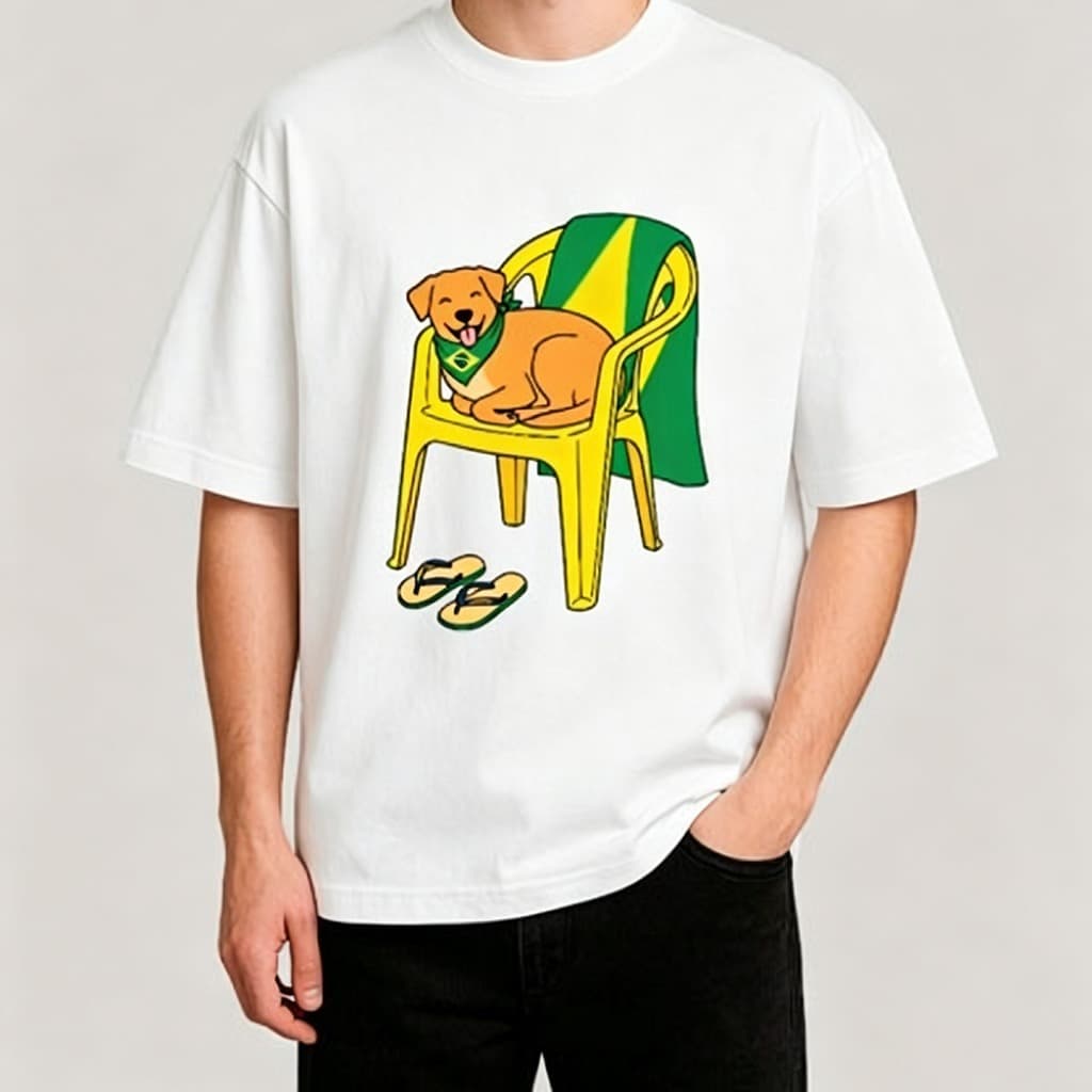 Camiseta Unissex com estampa Cadeira de Bar Caramelo Brasil - Lançamento Modelo Premium