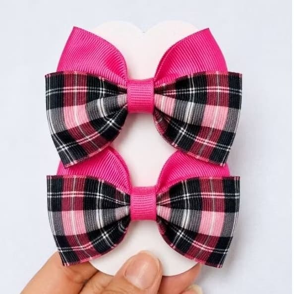 Parzinho de laço junino xadrez Rosa vermelho festa junina