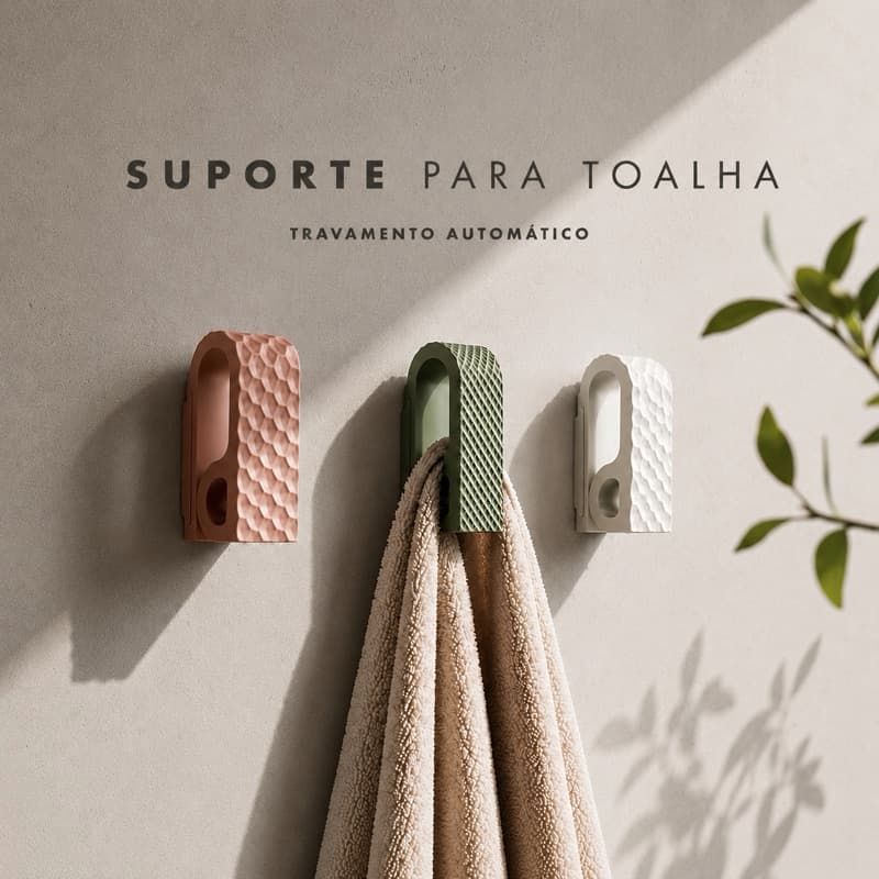Kit 3 Prendedores Multiuso de Parede para Toalhas Panos e Roupas