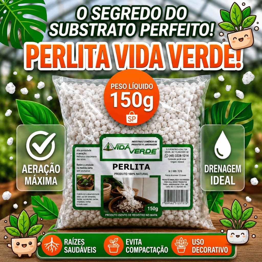 Perlita Expandida 150g Premium | Melhora Drenagem e Aeração do Solo para Plantas