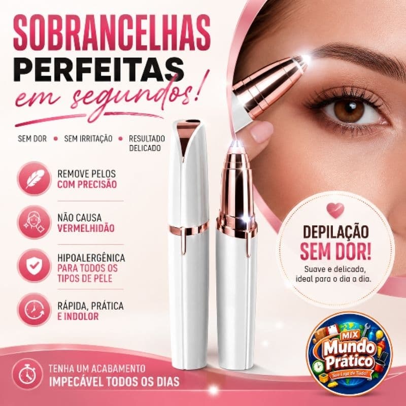 Caneta Depiladora Sobrancelha Elétrico Recarregável USB Bivolt (Cores Sortidas)