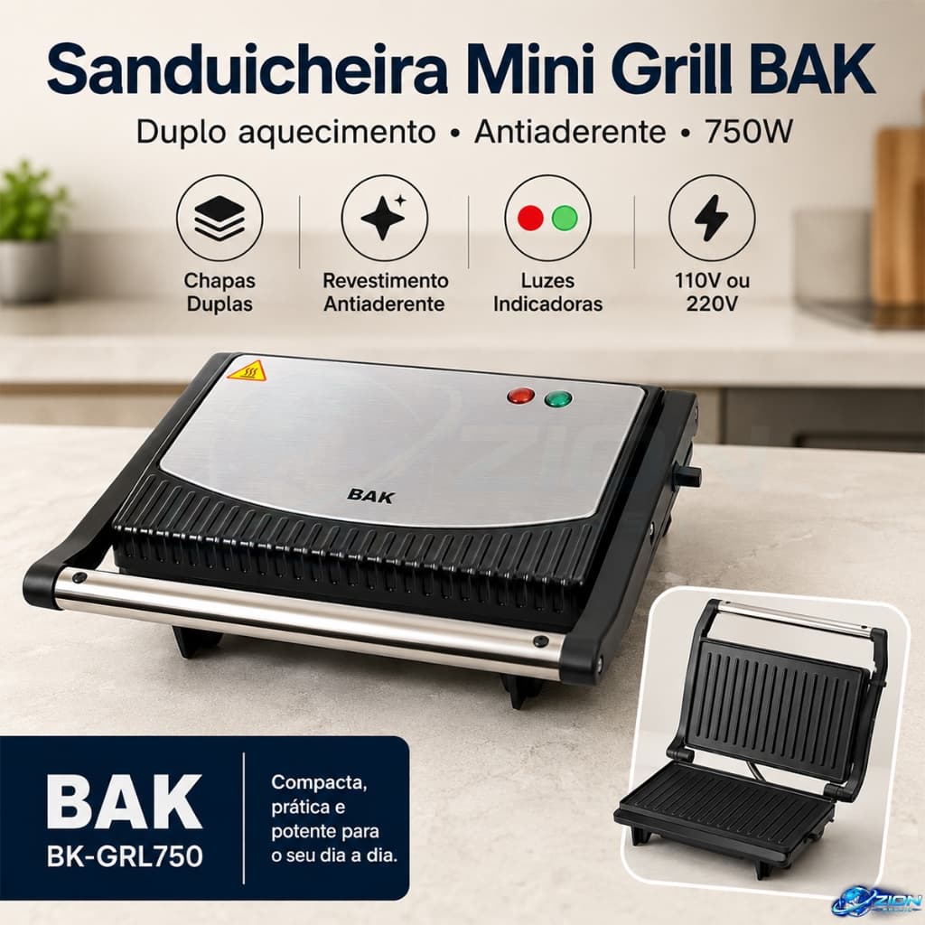 Sanduicheira Elétrica 110V 220V Chapa Dupla Antiaderente Para Lanches Misteira Inox