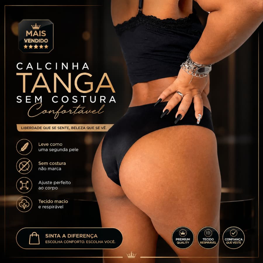 Kit Tanga Com 5 Calcinhas Sem Costura Corte Laser Original