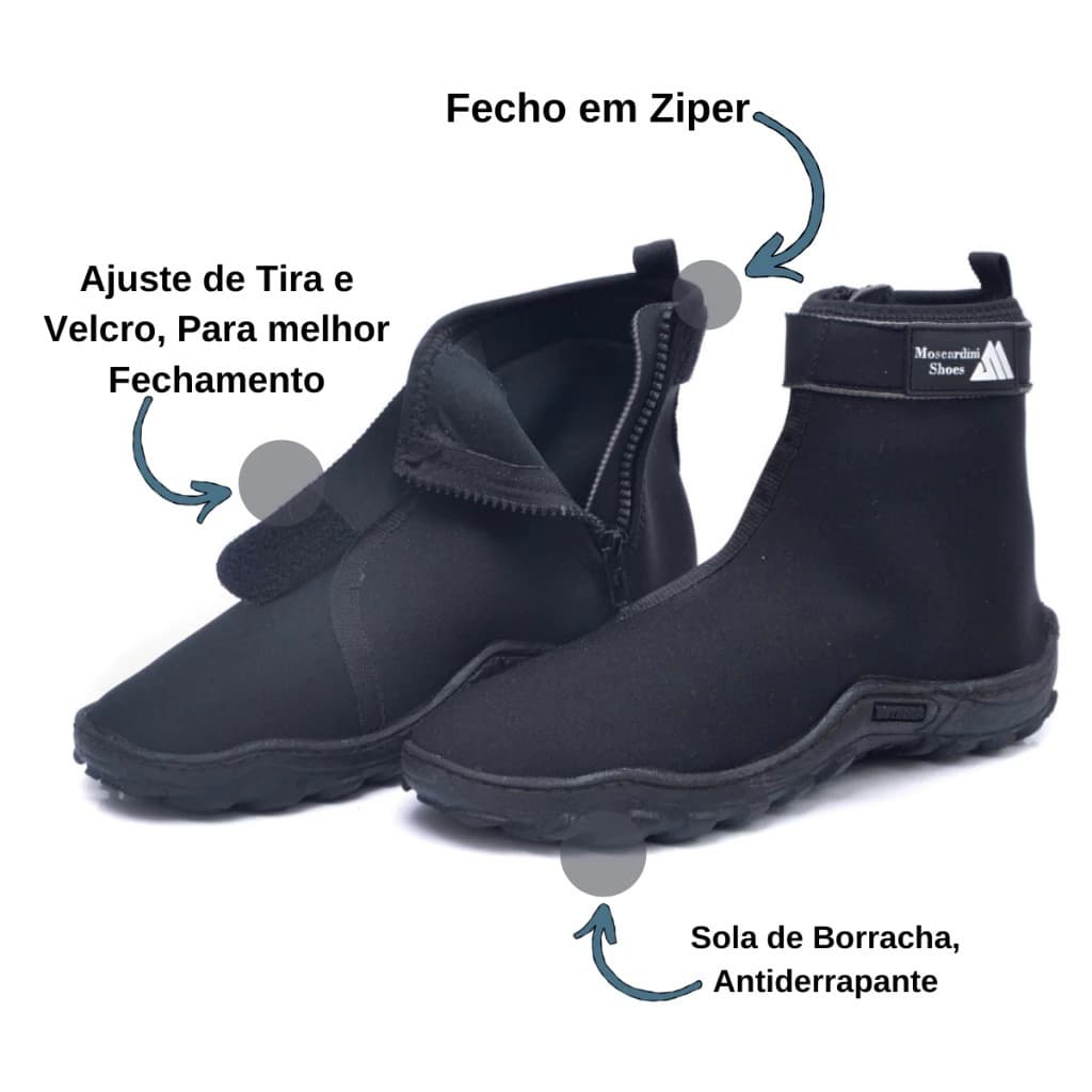 Botinha Nautica Conforto Extremo Sola Antiderrapante Velcro E Ziper Lateral Para Proteção