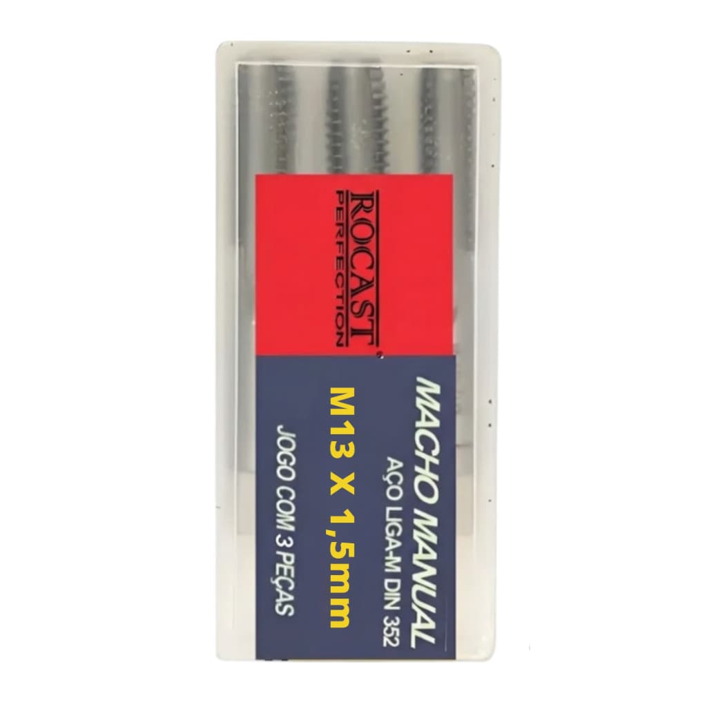 Jogo de Macho Manual M13 x 1.5 mm Aço Liga WS M Com 3 Peças Rocast