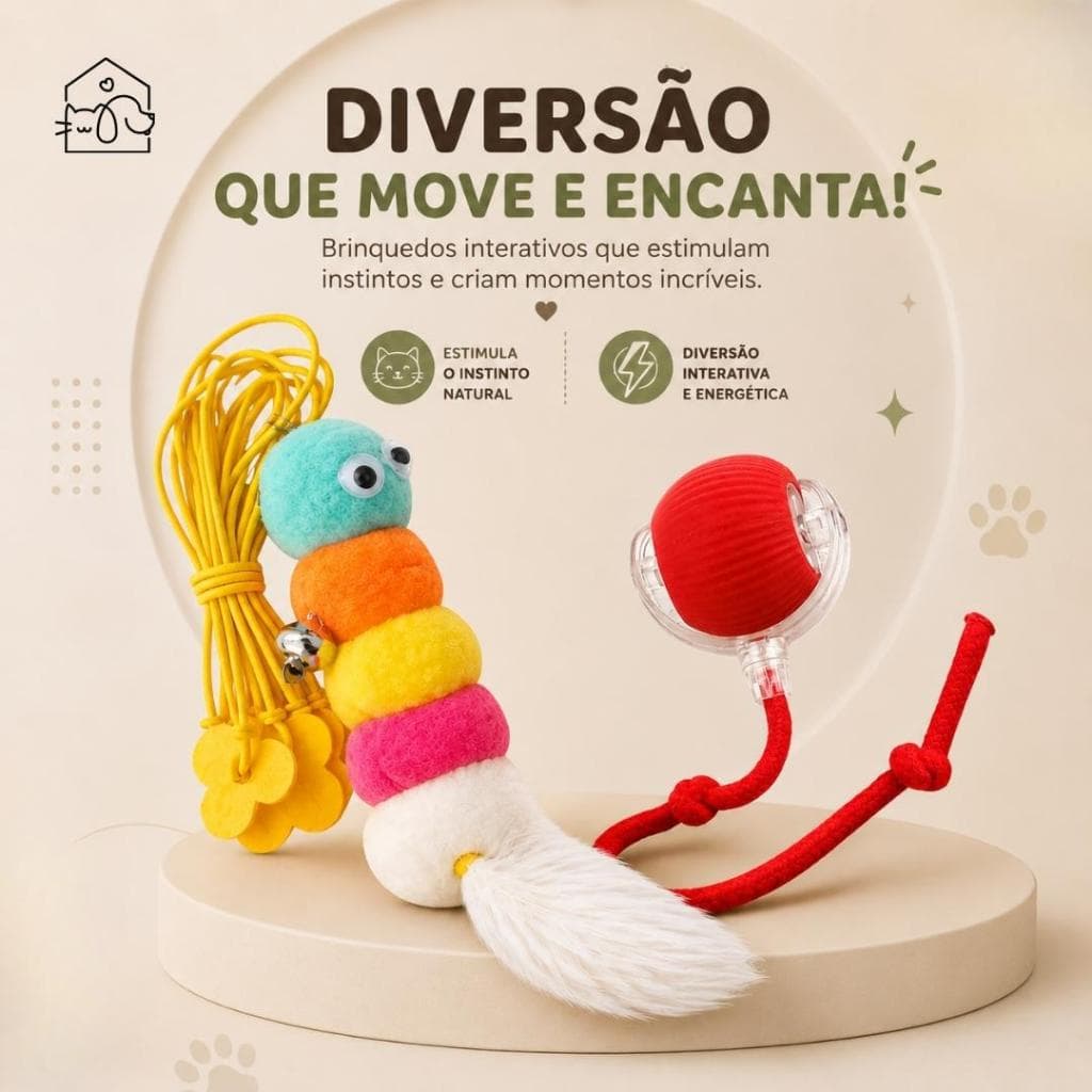 Kit Brinquedos Para Gatos Interativos Anti Tédio