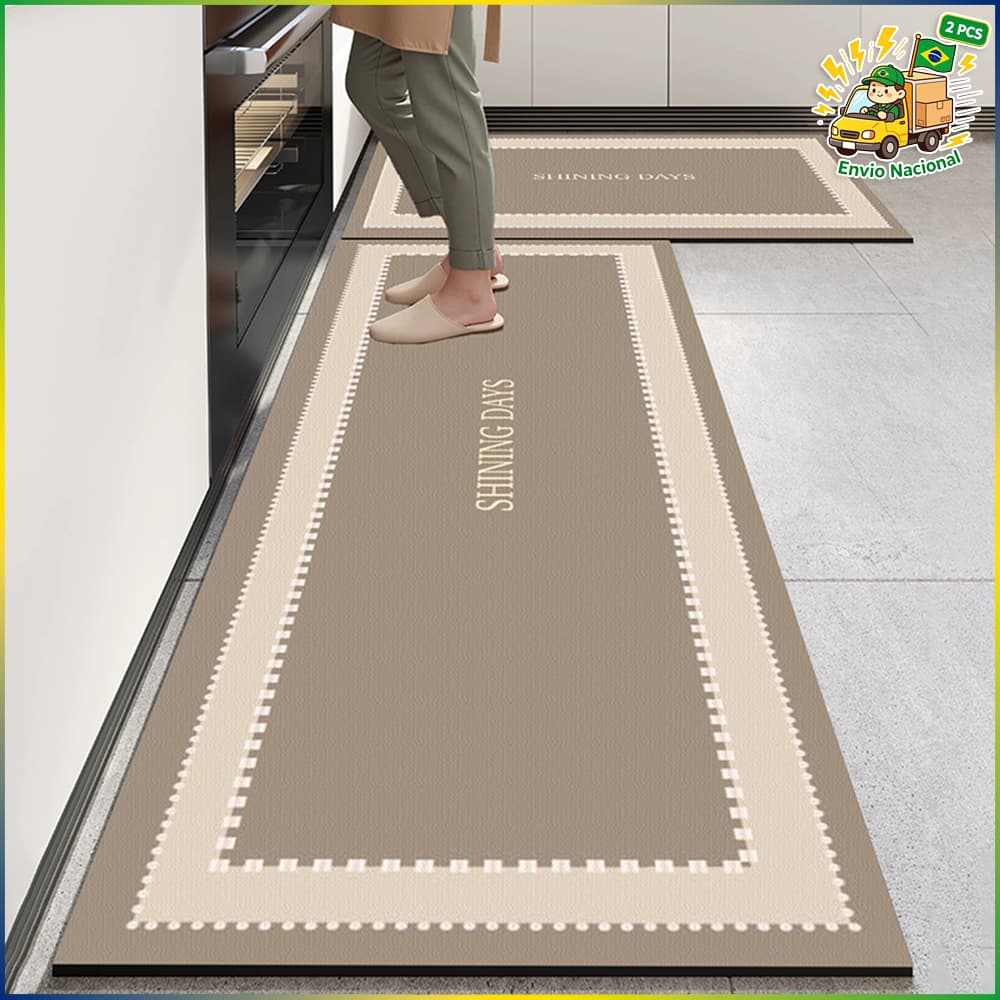 2 PCS Tapete de Cozinha Emborrachado - Resistente, Antiderrapante e Fácil de Limpar, 120x40cm + 60x40cm