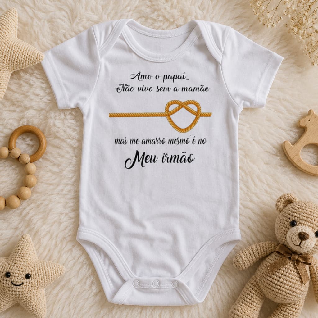 Body para Bebê Personalizado Me Amarro Mesmo No Meu Irmão