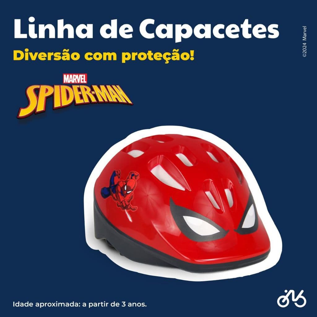 Capacete Infantil Bicicleta Menino Homem Aranha Ajustável 3 a 8 anos Proteção Ciclismo com regulagem