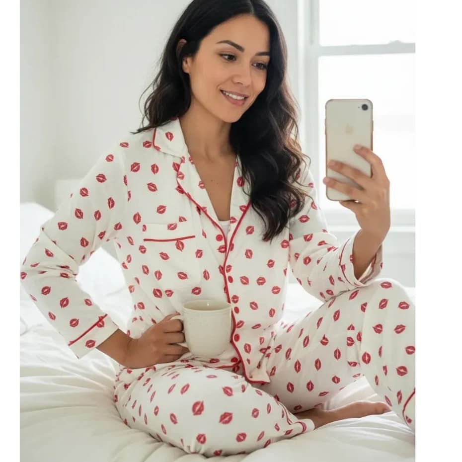 Pijama Feminino longo americano blogueirinha amamentação gestante pós cirurgico LONGO de Inverno
