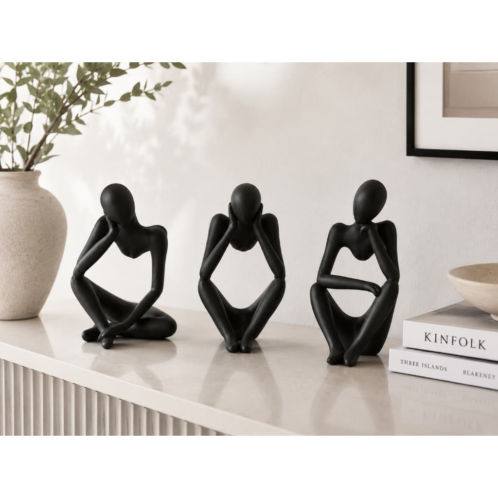 Kit com 3 Estátuas Decorativas Abstratas– Esculturas Modernas Estilo Pensador para Sala, Escritório e Aparador