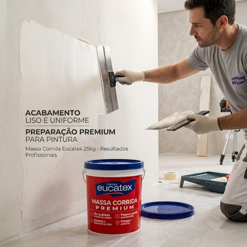 Massa Corrida Pva 25 kg Interno Externo Reboco Gesso Massa Fina Fibrocimento Concreto Blocos Parede