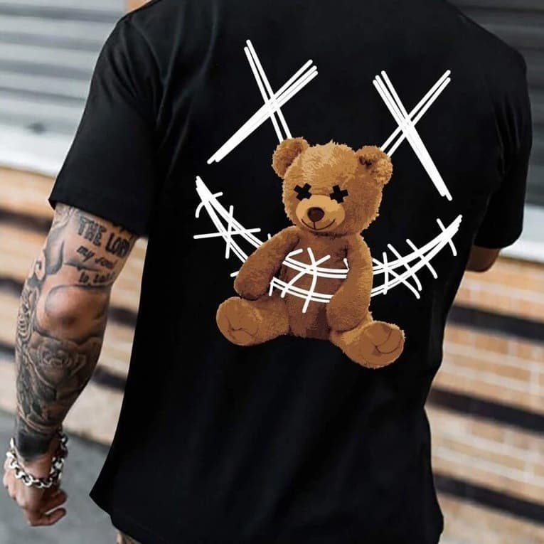 Camiseta Masculina Smile Urso Camisa Manfinity 100 Algodão Linha Premium