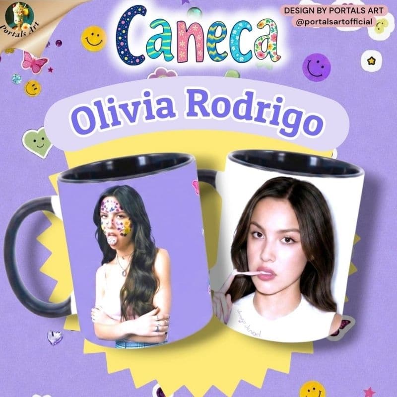 Caneca Olivia Rodrigo 325ml Porcelana Premium AAA marca LIVE SUB