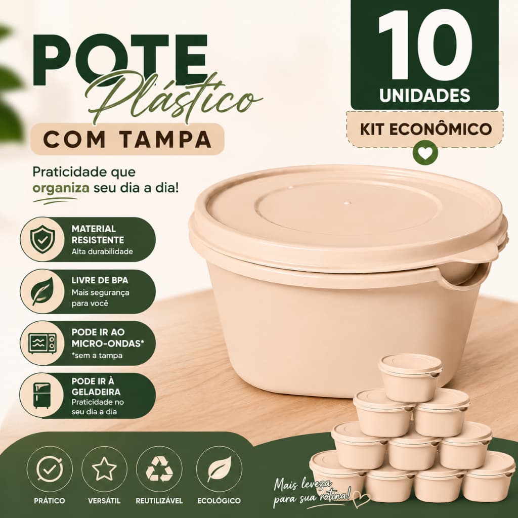 10 Potes 700ml Para Armazenar Alimentos Mantimentos Organizador De Geladeira