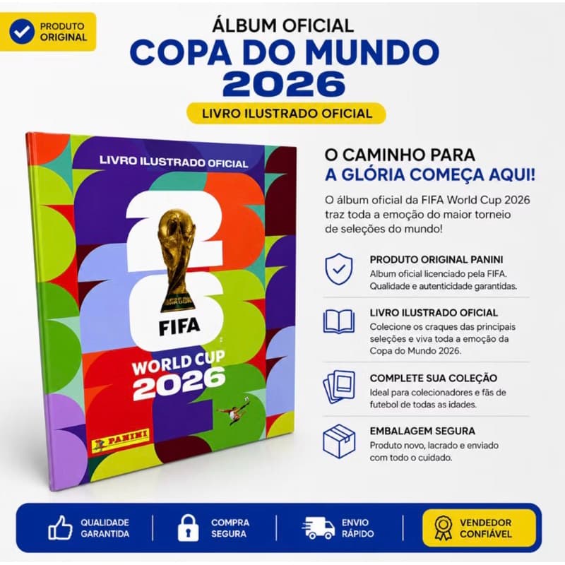 🏆📖 Álbum Oficial da Copa do Mundo 2026 – Capa Dura!