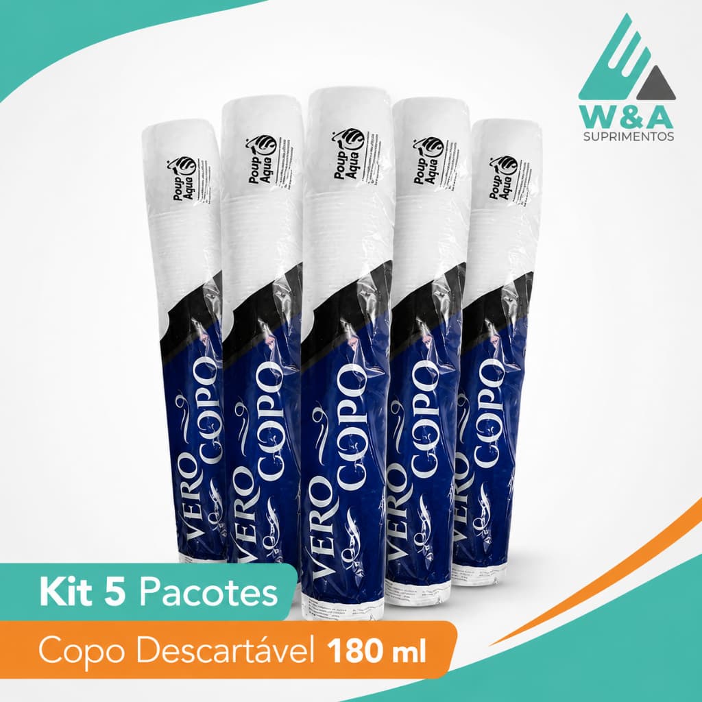 Kit 5 Pacotes Copo Descartável 180ml Vero Copo 500un