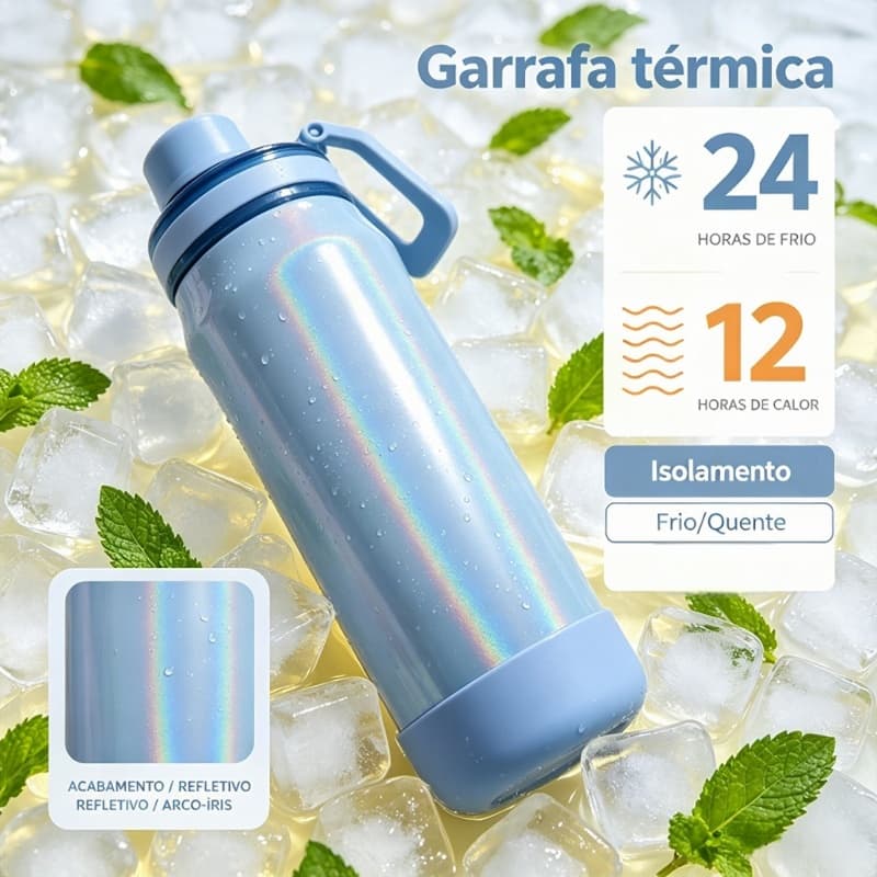 Tampa Anti-Vazamento com Garrafa Térmica Alça Fácil de Carregar, Recipiente Térmico Seguro para Todas as Bebidas