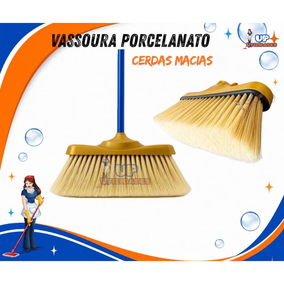 VASSOURA PORCELANATO CERDAS MACIAS - SEM CABO