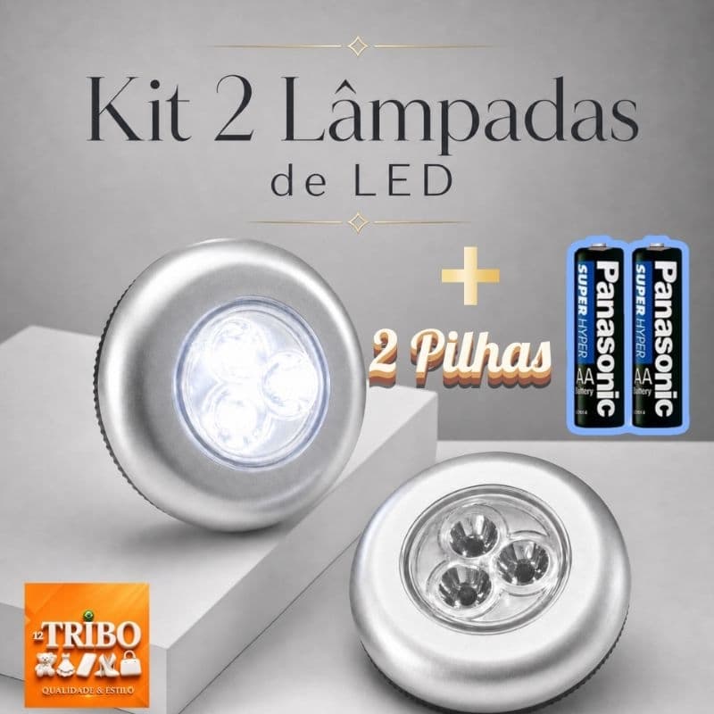 Kit 2 Lâmpadas de Leds Portátil com 2 Pilhas Panasonic