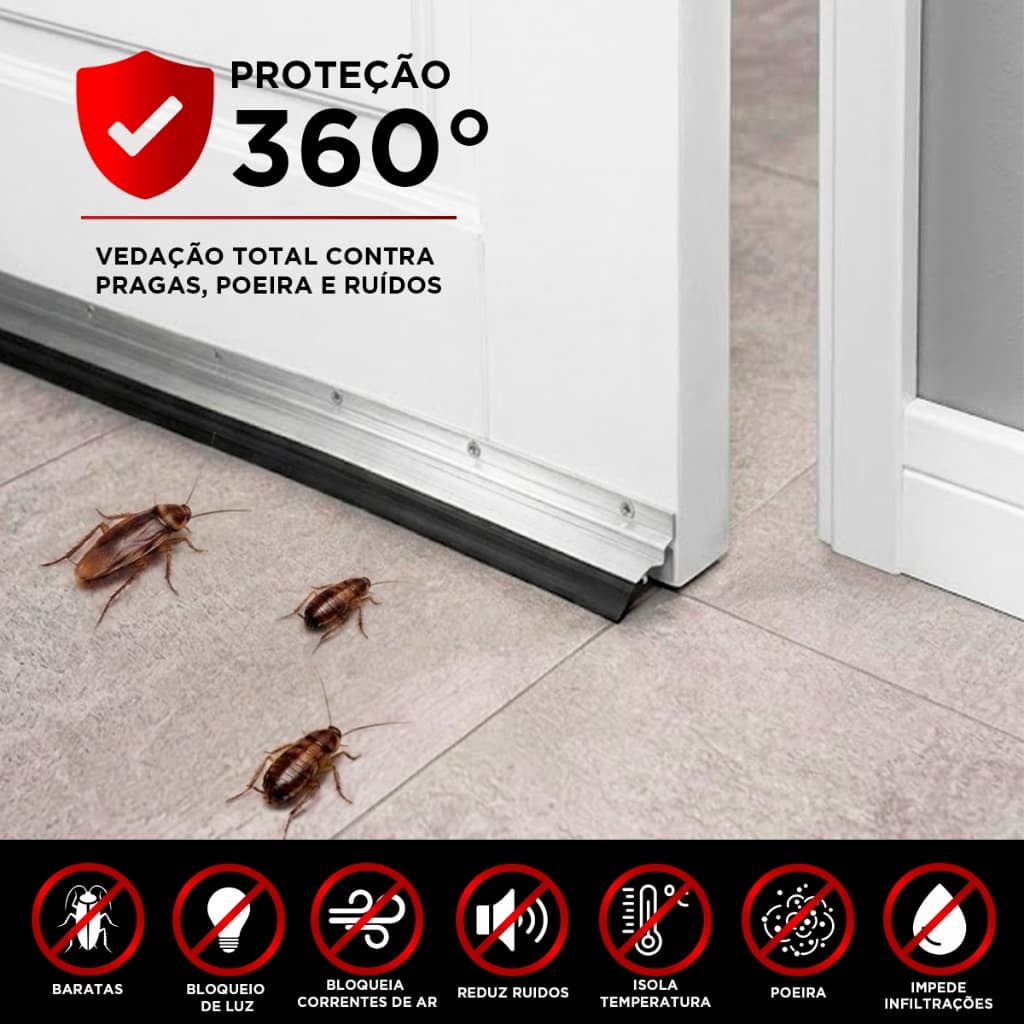 Protetor de Porta Reforçado Vedante Veda Porta Impermeavel Anti Insetos Em Alumínio 70, 80, 90cm