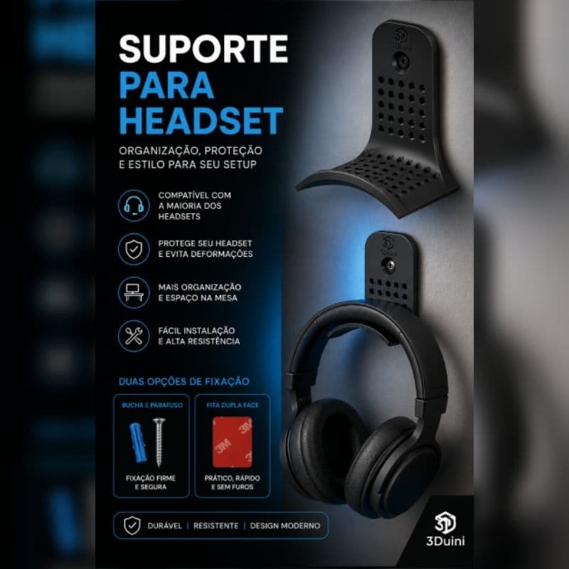 Suporte de Parede Fone Headset Headphone Gamer | Organizador Para Fone De Ouvido