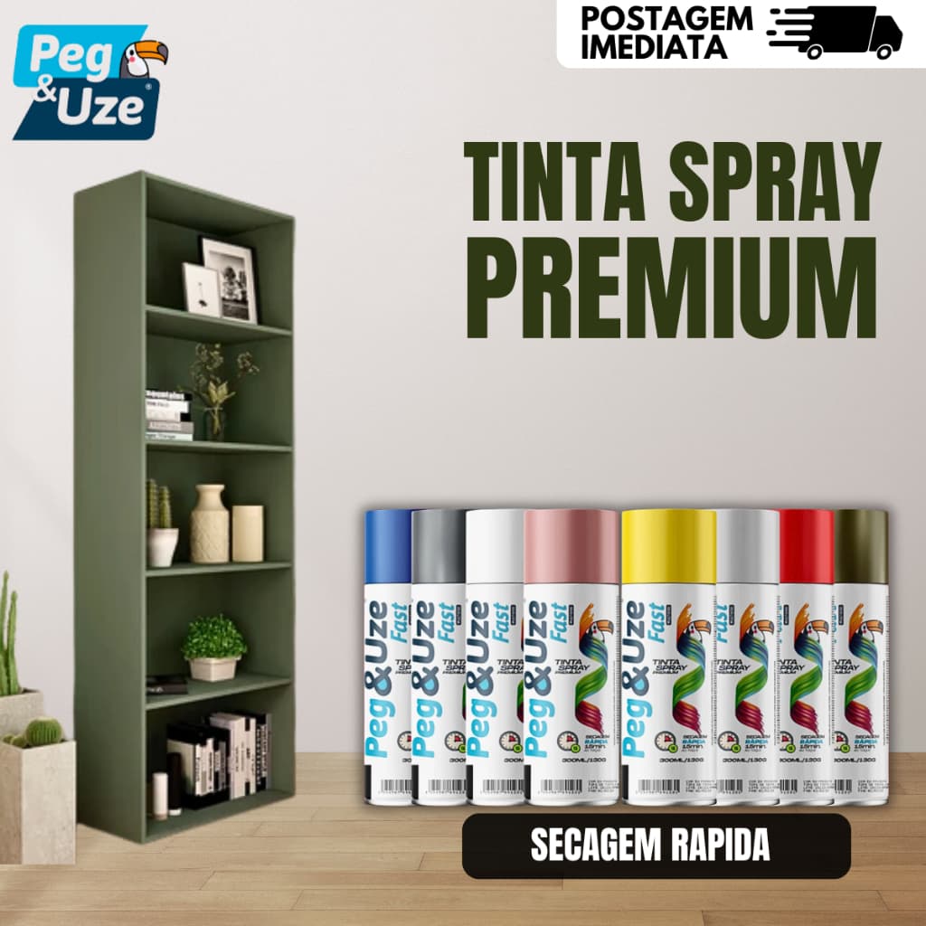 Tinta Spray Peg&Uze 300ml Uso Geral Primer Secagem Rápida Alta Cobertura Metal Madeira Plástico