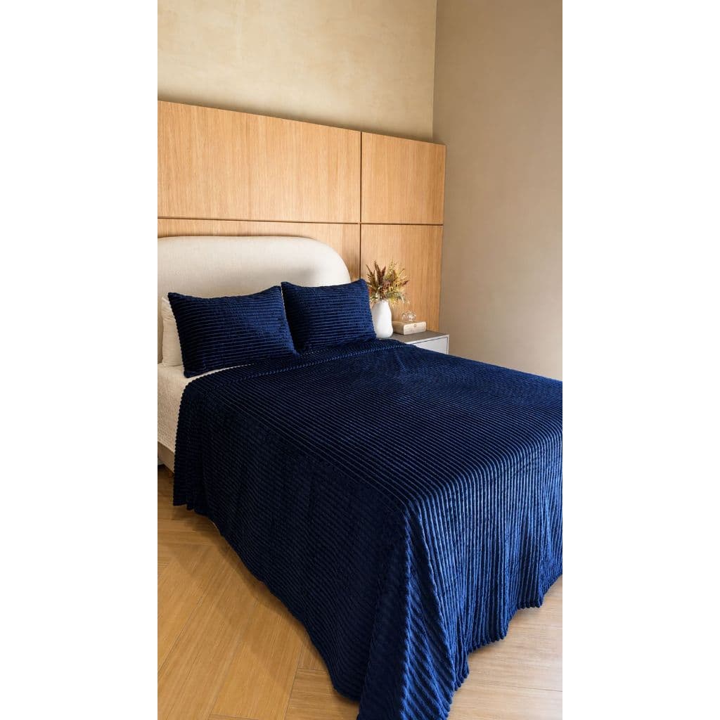 Cobertor Manta Cobre Leito Casal Queen 3Pçs 2,40x2,60 Macio Toque de Algodão