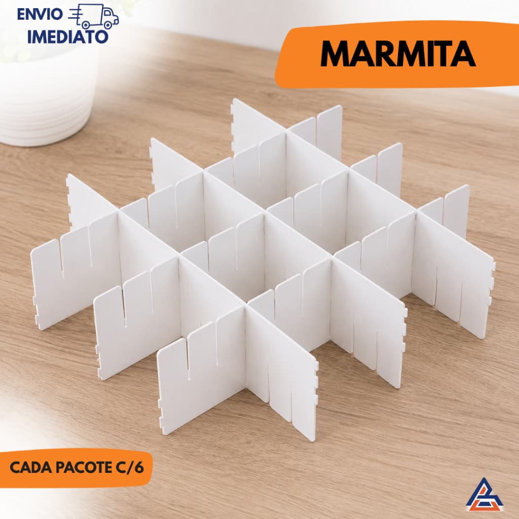 Kit Organizador Divisória de Gavetas Com 12,24,36,48 e 60 Tiras Ajustável Plástico Branco