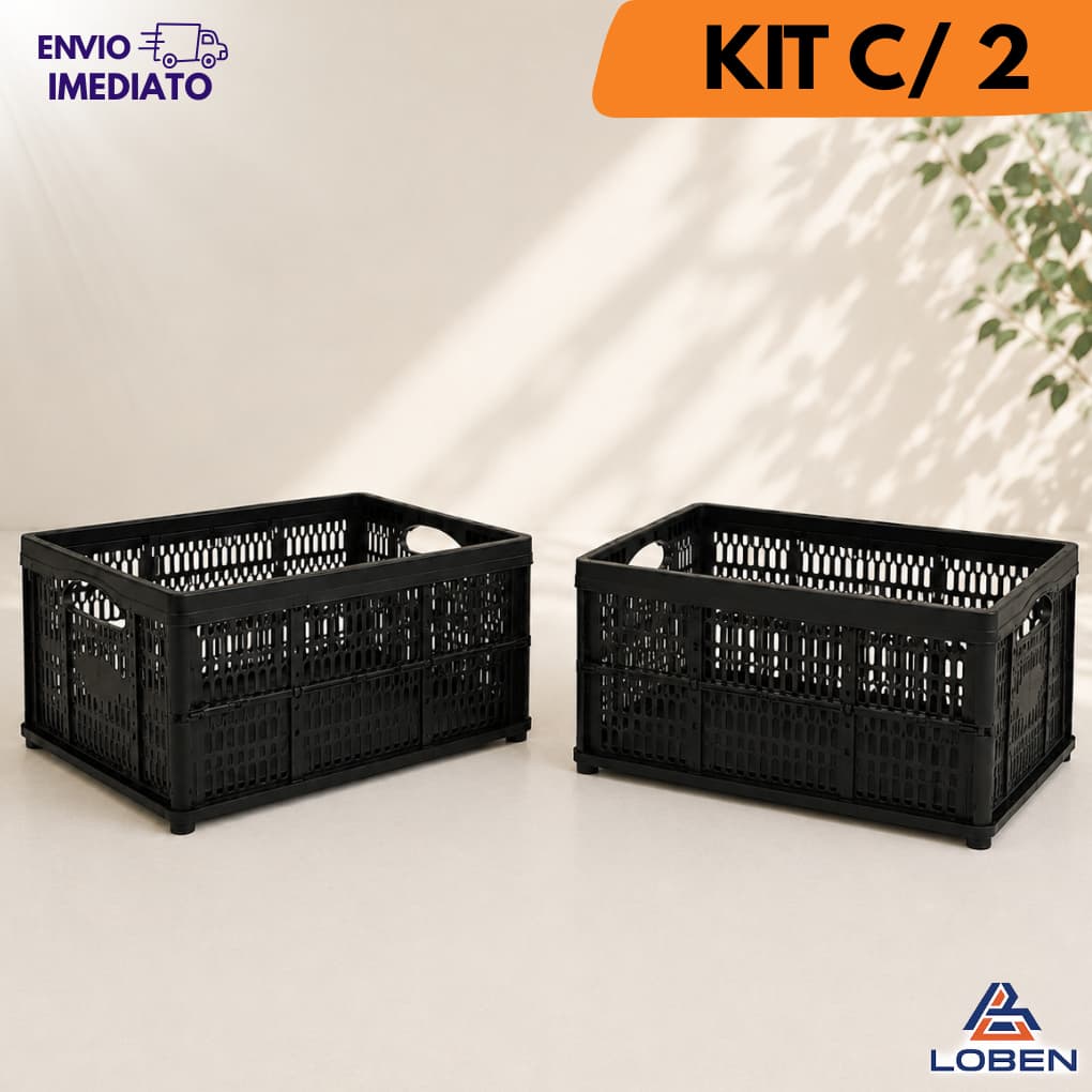 Kit 2 Caixa Organizadora Dobrável 32 Litros com Tampa | Desmontável Multiuso para Roupas, Brinquedos, Compras e Mudanças