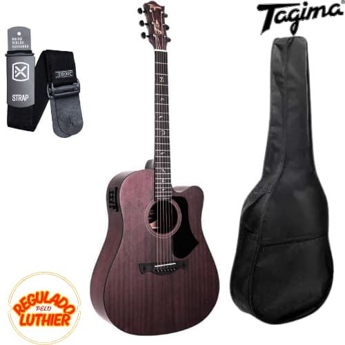 Violão eletroacústico Tagima Juninho Afram Grand Reserva REGULADO LUTHIER + CAPA + CORREIA