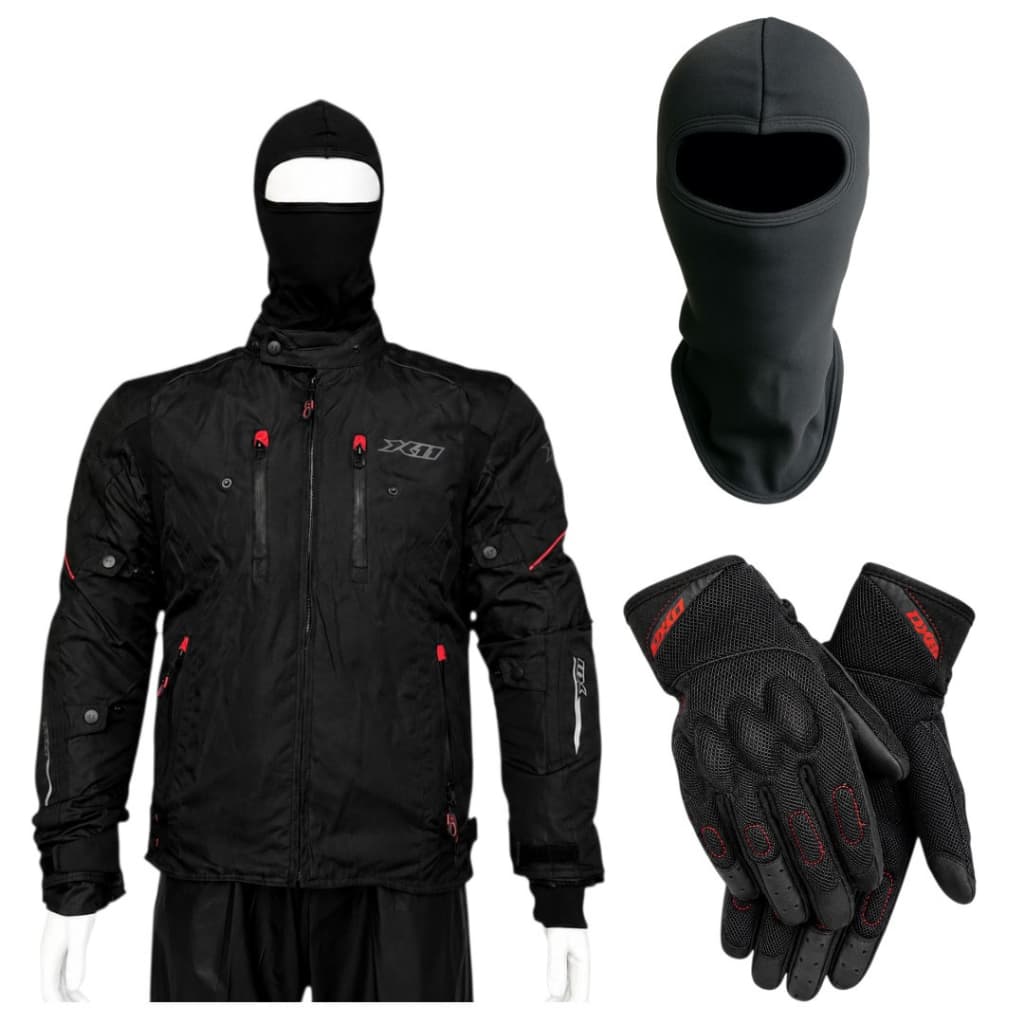 Kit Jaqueta Luva + Touca Balaclava X11 P/Motociclista  Motoqueiro Alta Qualidade/Proteção 3 Peças