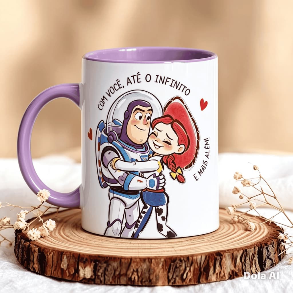 Caneca Personalizada Toy Story 325ml – Buzz Lightyear e Jessie Presente Criativo