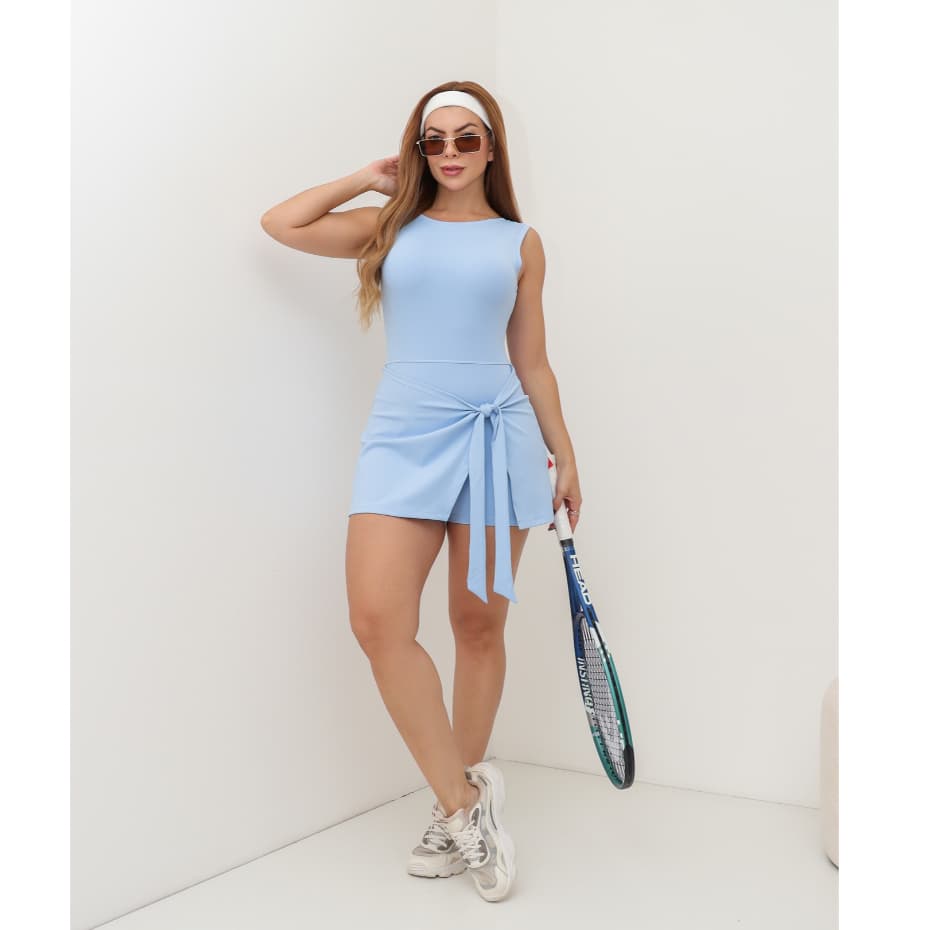 Macaquinhos Feminino Fitness Beach Tennis Regata com Saia Shorts Esportiva Academia SD1996