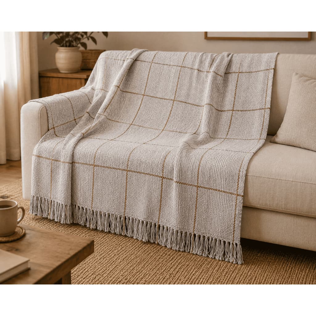 Manta 240x180cm Para Sofá Grande Listrada Decorativa Protetora e Higiênica Cama Decoração