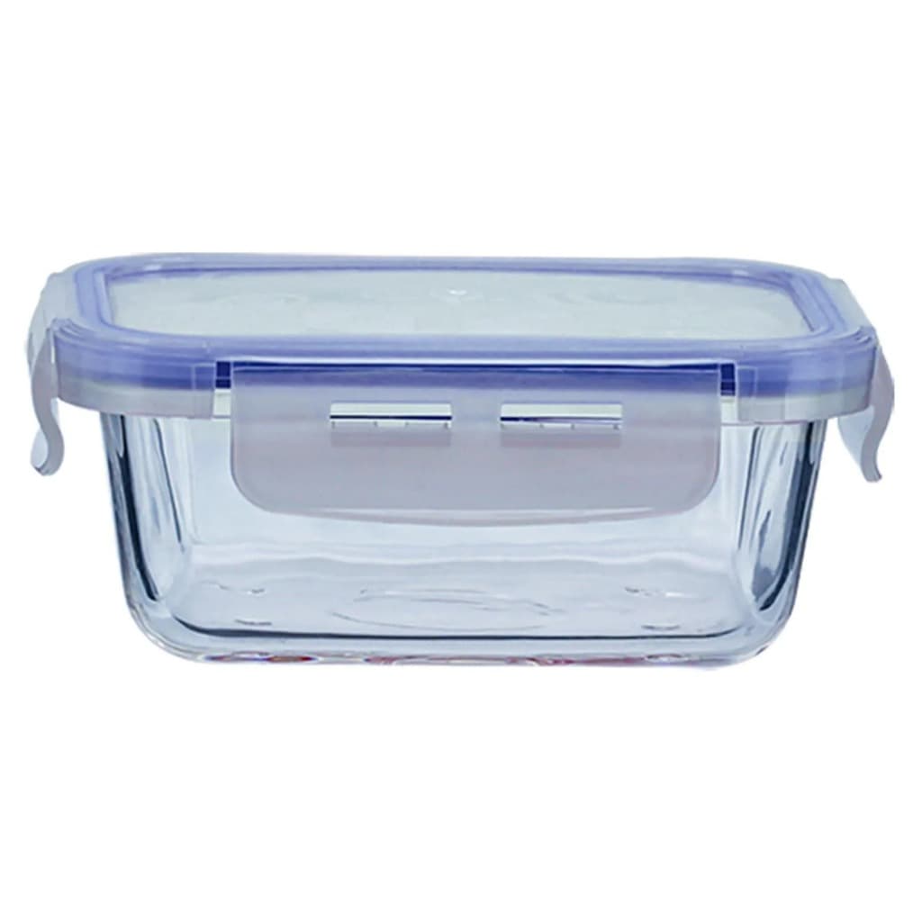 Pote Hermético De Vidro 740ml 4 Travas Marmita Refratário Antivazamento Fitness Reutilizável Quadrado Tigela Armazenar