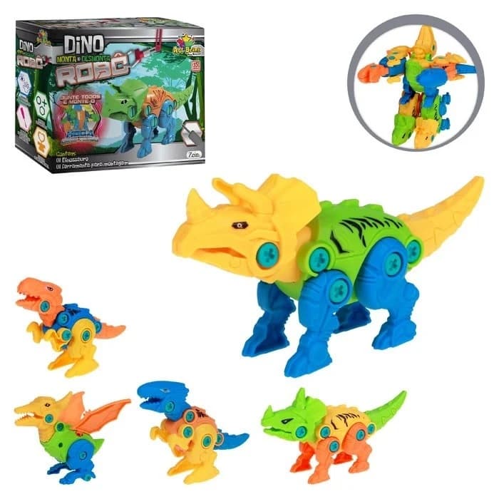 Brinquedo Monta e Desmonta Dinossauro Bloco de montar Colorido 5 Modelos junte e Monte o MegaDino