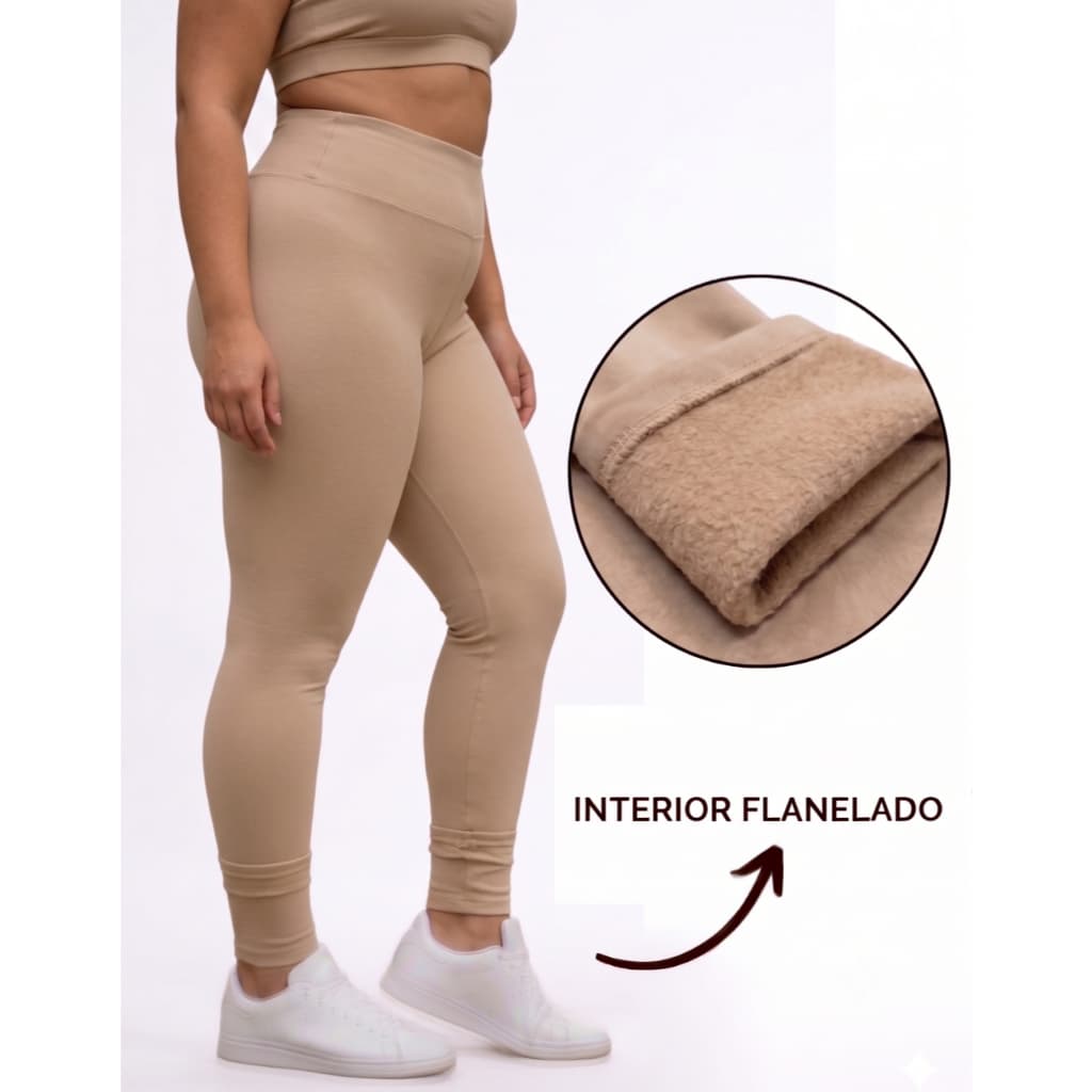 Calça Legging Plus Size Flanelada Feminina Inverno G1 Ao G3
