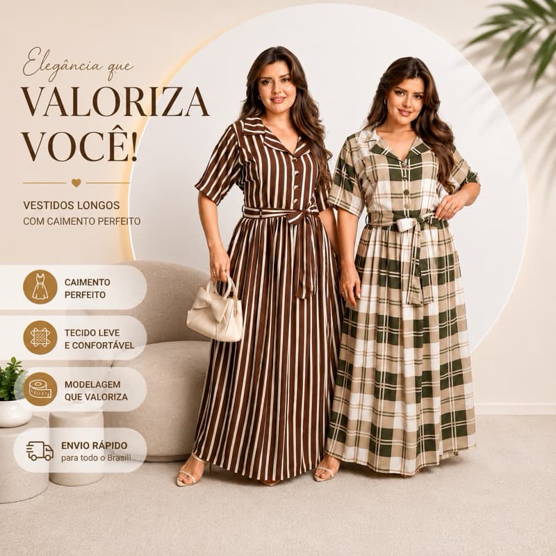 Vestido feminino Longo Delicado Manga Ampla Modelagem Confortável Estiloso luxo