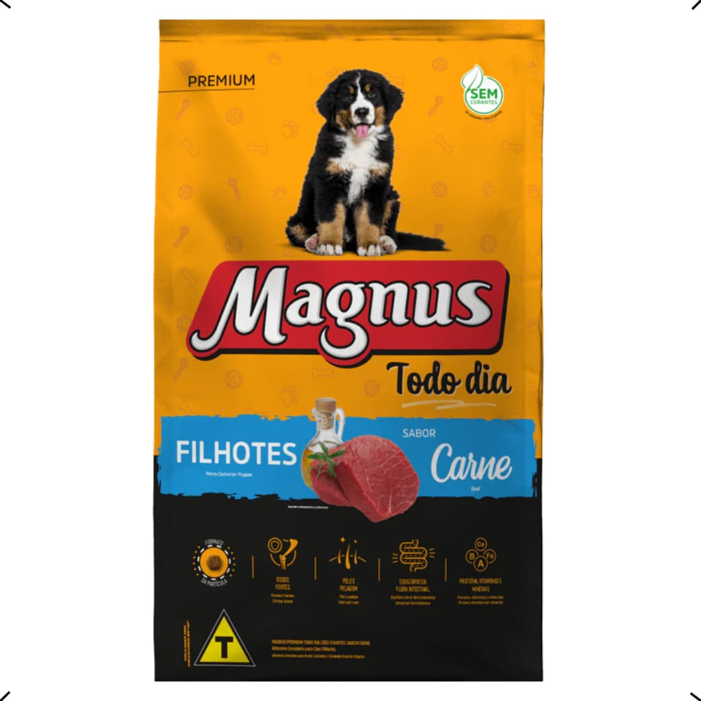 Ração Magnus Premium Todo Dia 10,1Kg Cães Filhotes Sabor Carne Adimax