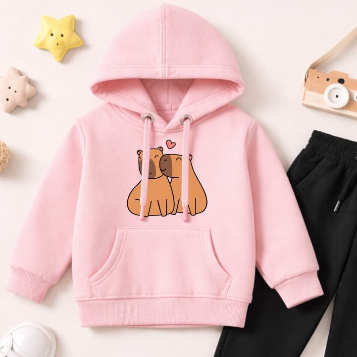 Conjunto Moleton Infantil PREMIUM Menina Calça e Casaco Canguru Flanelado Quentinho Love Capivara Fofa e Divertida