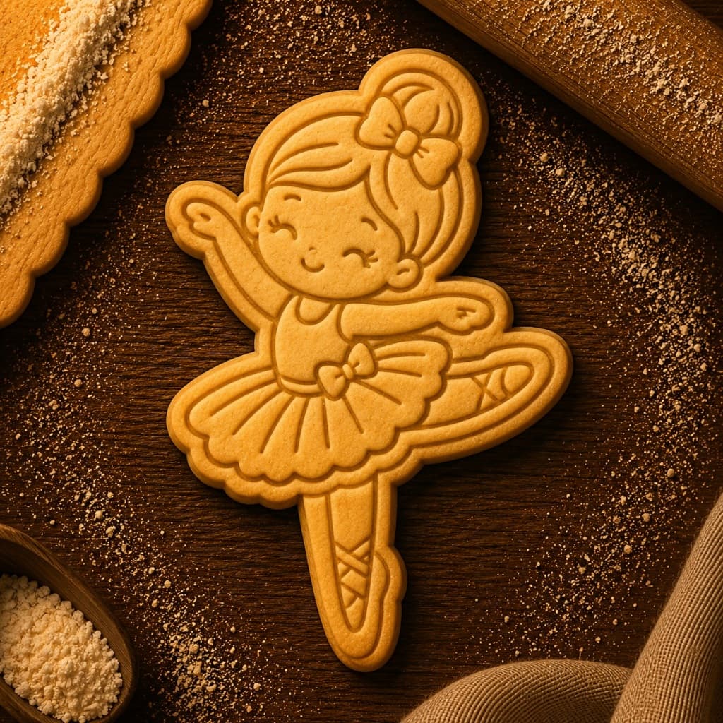 Cortador+Carimbo para Biscoito Bailarina Dança Sapatilha Arco Ballet 6cm com Puxador Pasta Americana
