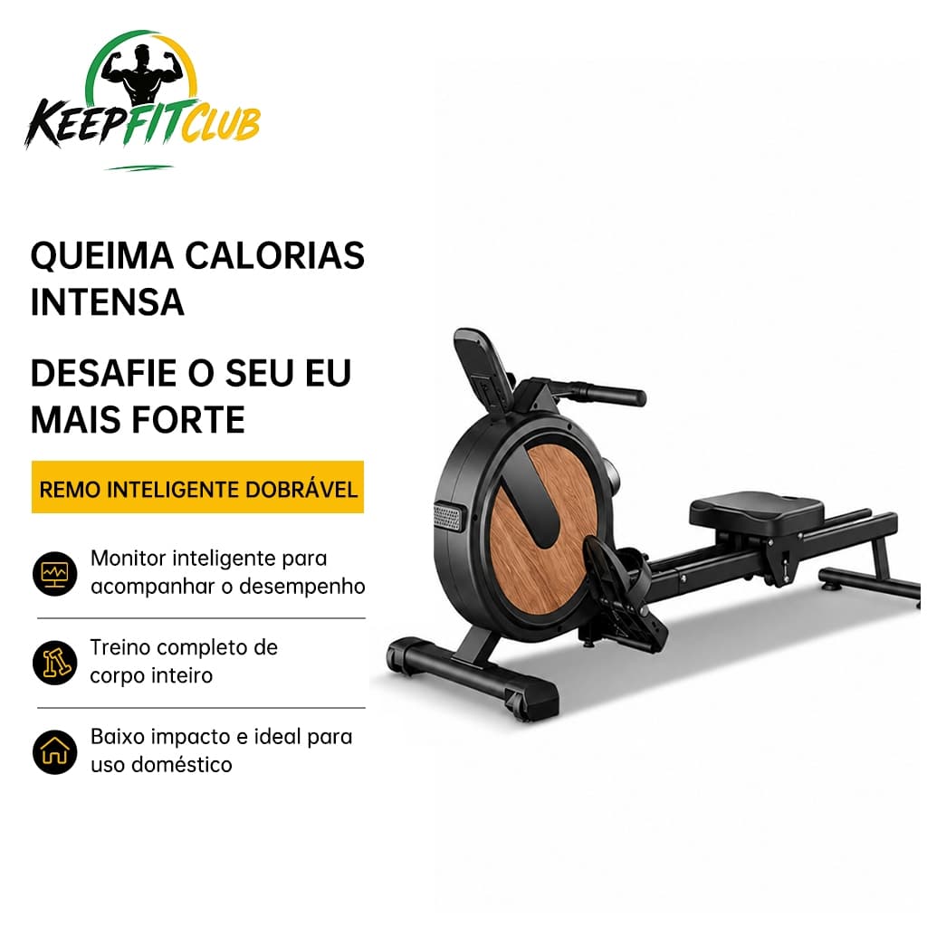 Keepfitclub Remador Magnético Profissional 120kg 32 Níveis de Resistência 1615mm Dobrável Academia em Casa Fitness