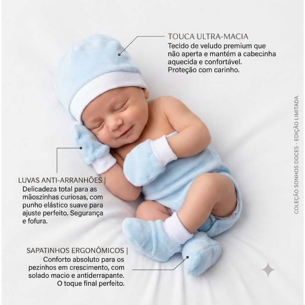 Kit Inverno Bebê Touca Luvinhas Sapatinhos Confortável Macio Envio Rápido Várias cores