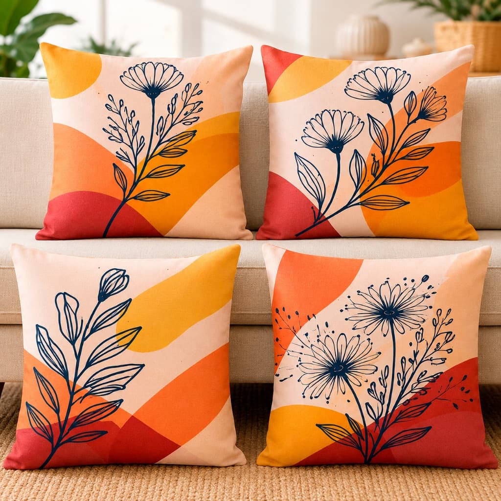 Kit 4 Capas de Almofada 40x40 Estampa Floral Sofisticada Decoração Elegante
