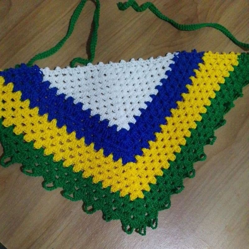 bandana de crochê colorida feminina ajustável artesanal estilo bojo hippie