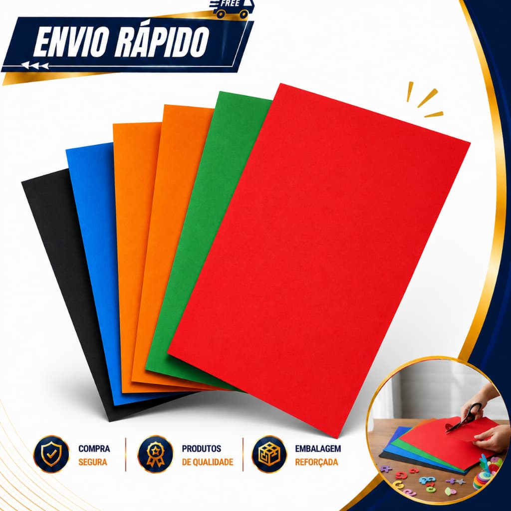10 Folhas de E.V.A Placa de Eva A4 Folha Sulfite Eva para Artesanato Material Escolar Volta as Aulas