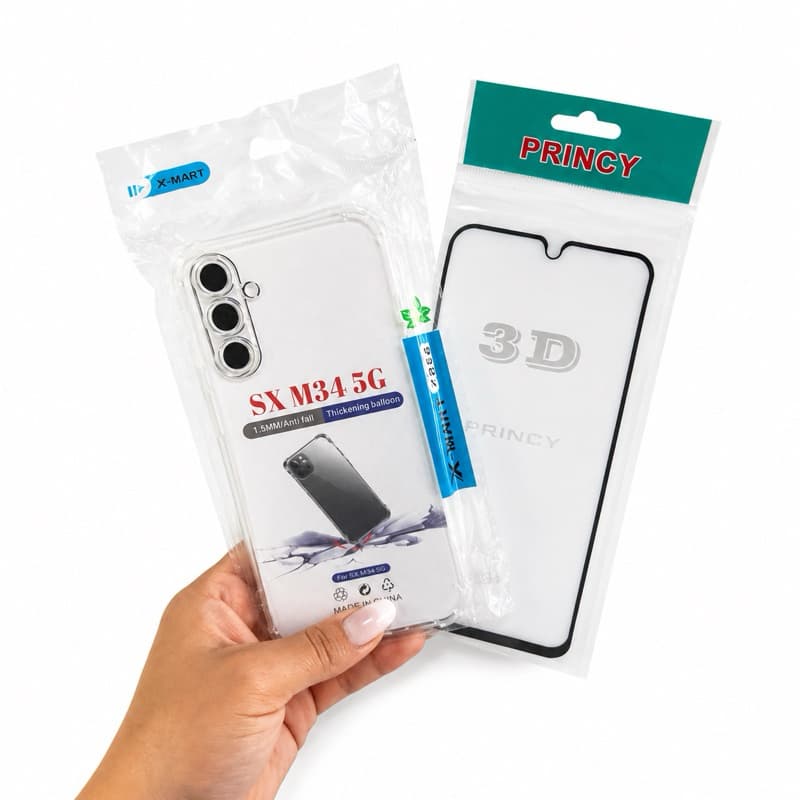 Kit Proteção Completa para  M34 Capinha Anti-Impacto + Película 3D de Vidro temperado.