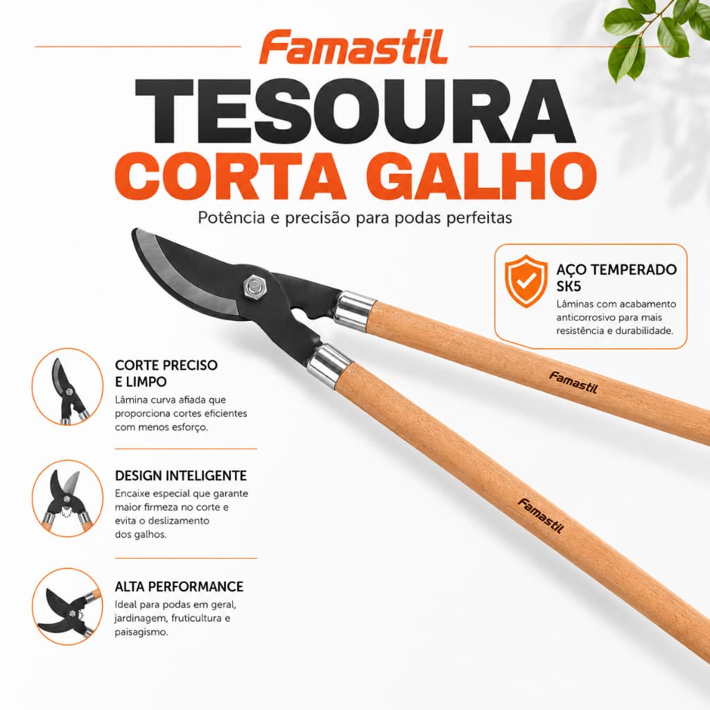 Tesoura De Poda 27" Tesoura Corta Galhos Tesoura de Plantas Famastil Tesoura Afiada Profissional