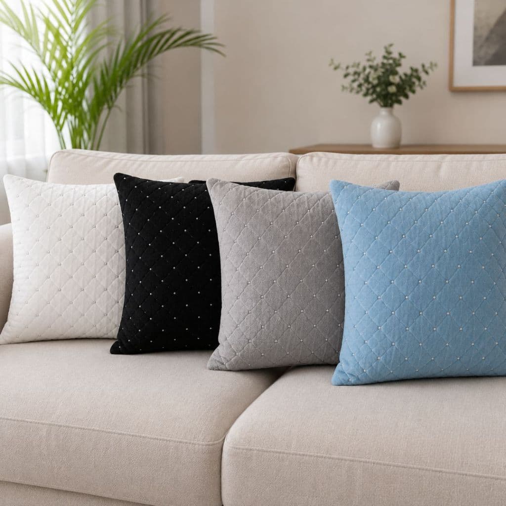 Capa de Almofada Com Zíper Invisível 45x45 Grande Decoração Sofá Sala Quarto Casa Relevo Texturizado